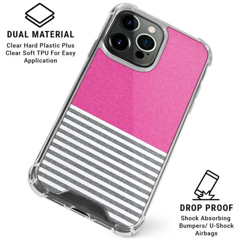 Pink and Grey Stripes iPhone 16 Pro Clear Case